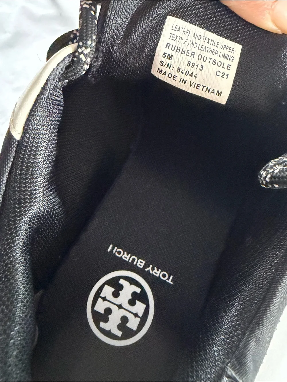 Tory Burch Black Cream and Brown Logo Athletic Sneakers